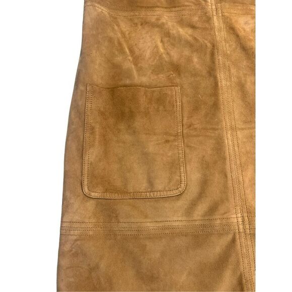 Boden 100% leather camel brown shift mod 60’s 70’s sleeveless dress US12 - Picture 3 of 13